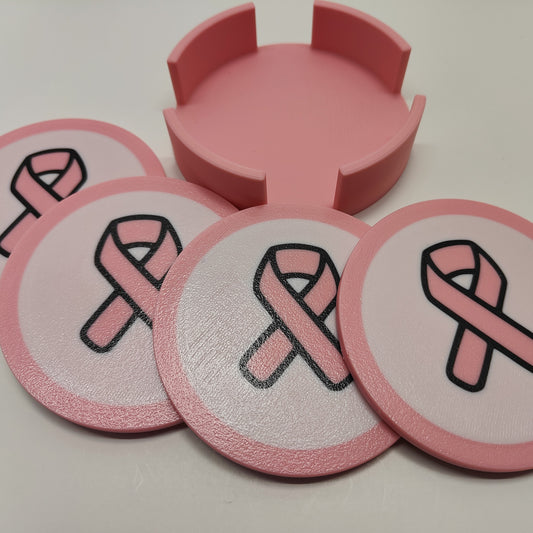 Pink Ribbon Drink Coasters